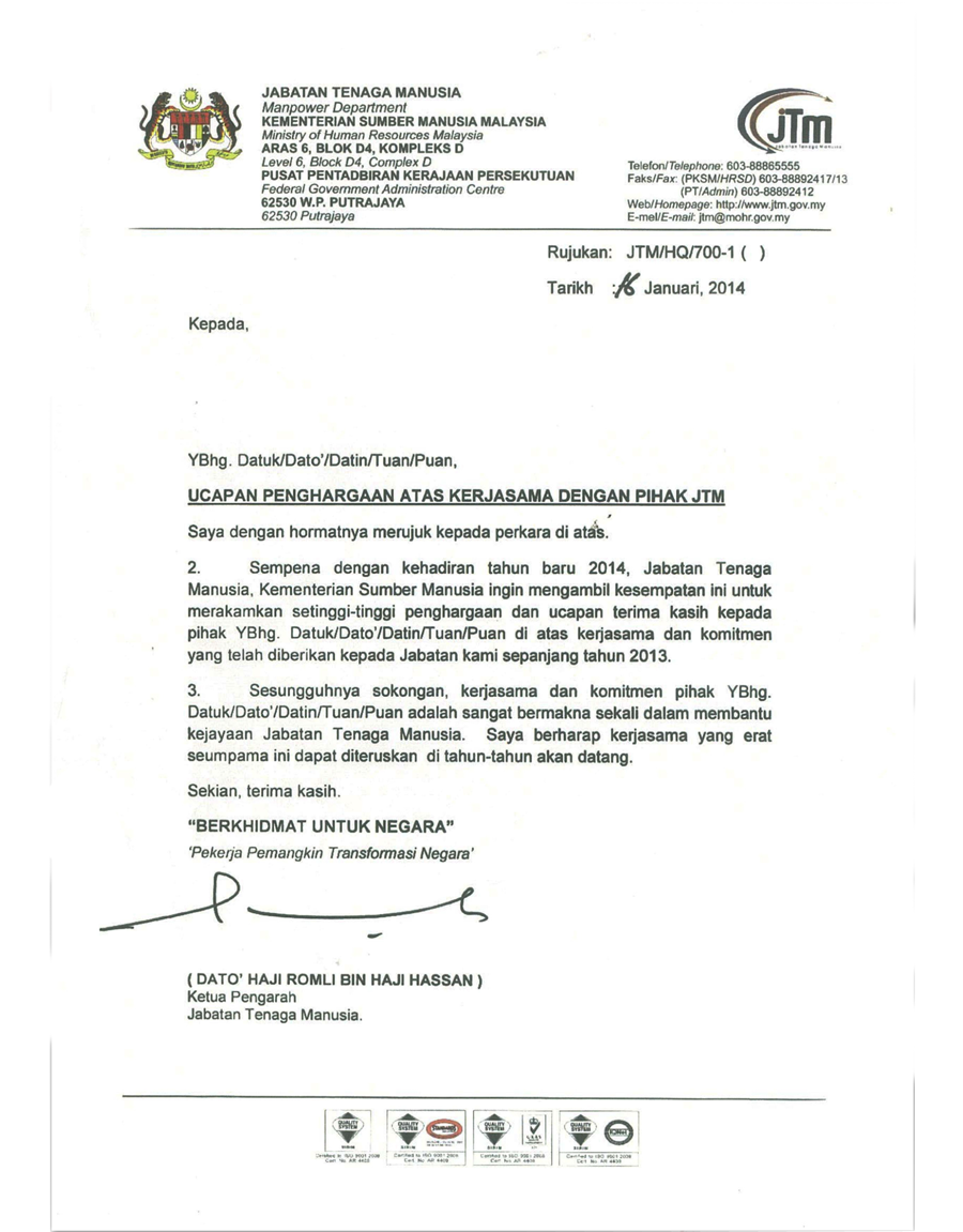 Letter Of Authorization In Malay - AUTHORIZATION LETTER-TERMINATION OF