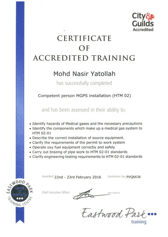 Competent Person MGPS Installation